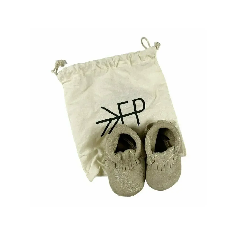 Freshly Picked Gold Sparkle Leather Moccasins Size 2 (US size 4) 6-12 Months
